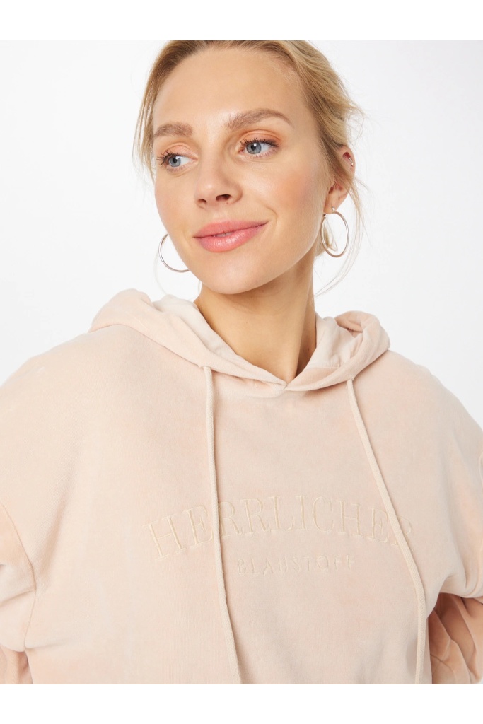 Herrlicher - Mikina s kapucou zamatová Caramel - caramel Herrlicher - Mikina s kapucou zamatová Caramel - caramel