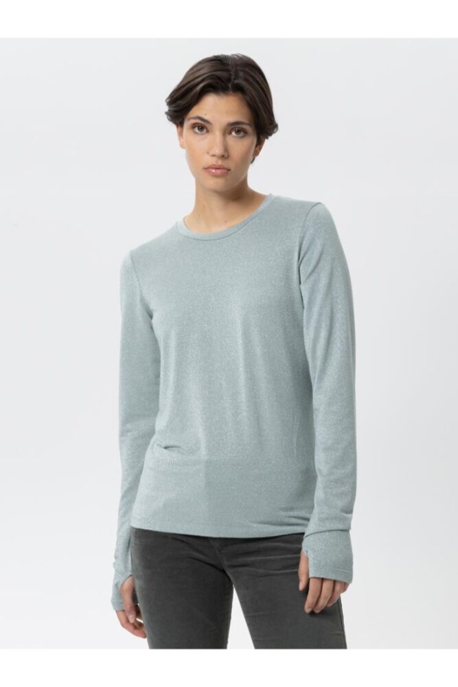 Herrlicher - Tričko jednoduché s lurexom Olive - olive