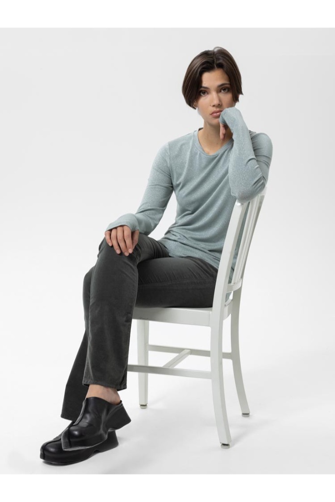 Herrlicher - Tričko jednoduché s lurexom Olive - olive Herrlicher - Tričko jednoduché s lurexom Olive - olive