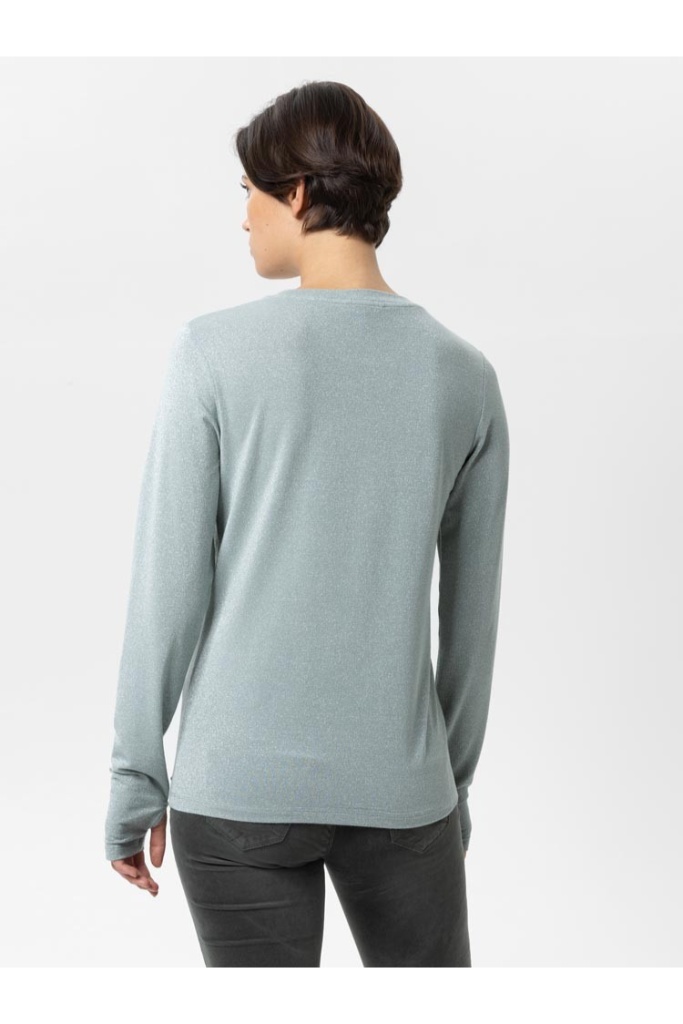 Herrlicher - Tričko jednoduché s lurexom Olive - olive Herrlicher - Tričko jednoduché s lurexom Olive - olive