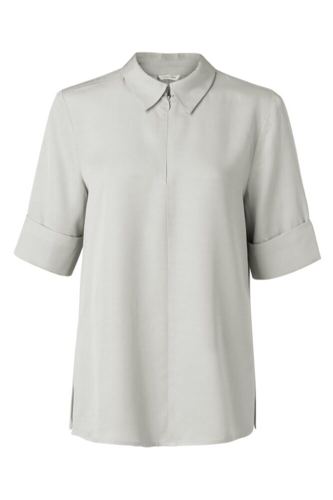 YAYA - Top s krátkym rukávom a so zipsom - fog grey