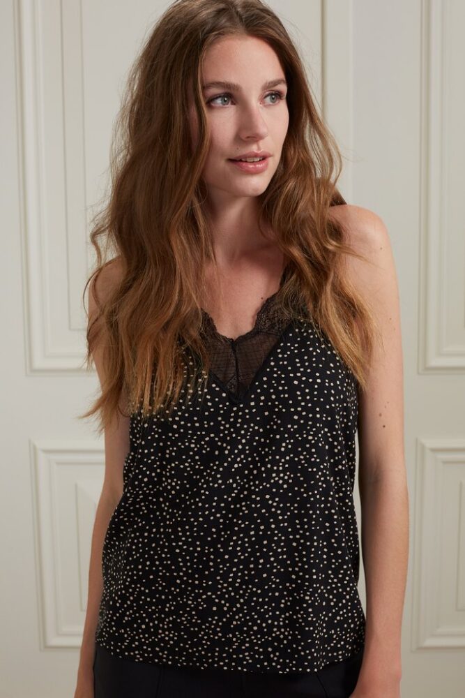 YAYA - Top s čipkou MOONLESS NIGHT BLACK DESSIN - moonless night black dessin