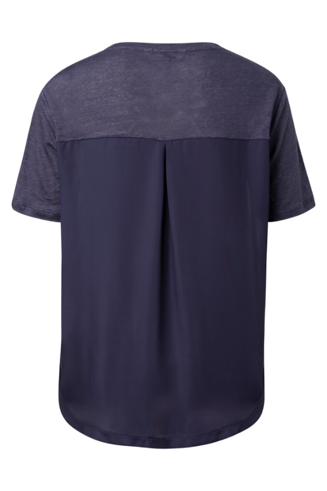 YAYA - Tričko mix materiálov - DARK NAVY BLUE