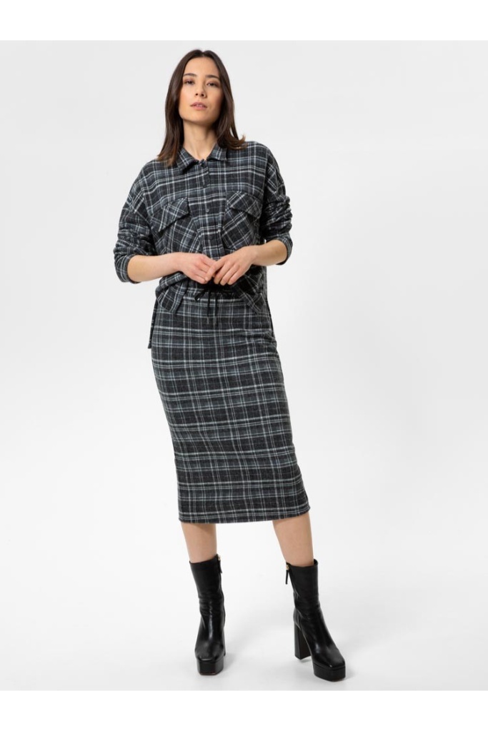 Herrlicher - Sukňa károvaná midi Black - black Herrlicher - Sukňa károvaná midi Black - black