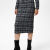 Herrlicher - Sukňa károvaná midi Black - black