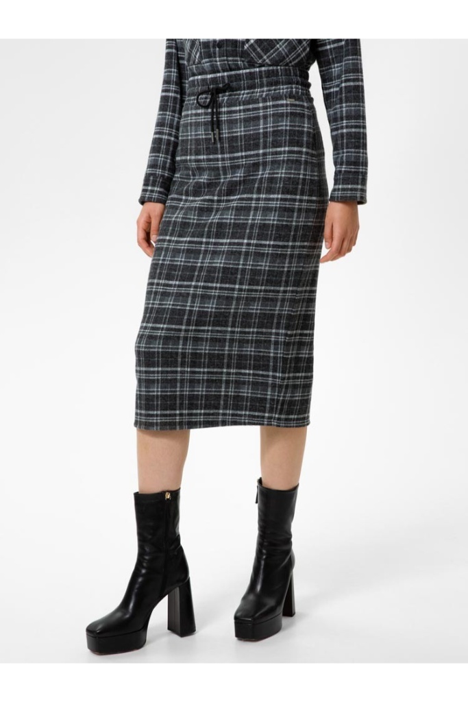 Herrlicher - Sukňa károvaná midi Black - black Herrlicher - Sukňa károvaná midi Black - black