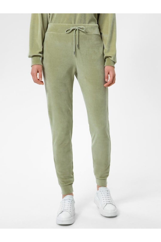 Herrlicher - Nohavice džerzejové zamatové Dark bamboo - dark bamboo Herrlicher - Nohavice džerzejové zamatové Dark bamboo - dark bamboo