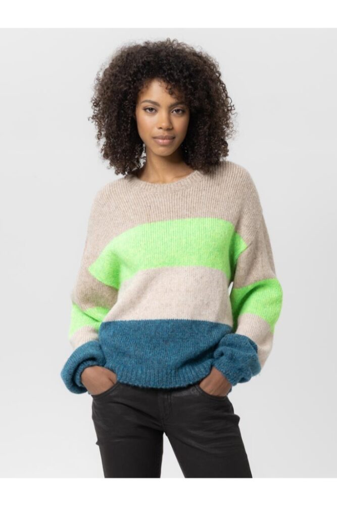 Herrlicher - Pulóver s pásmi Neon green - neon green