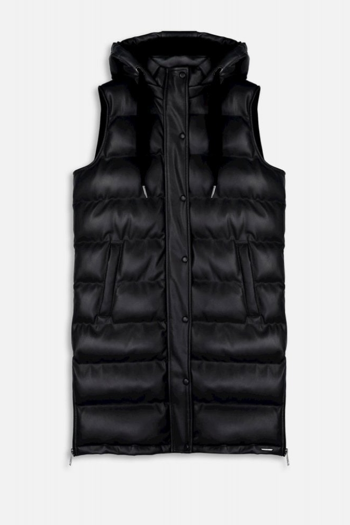 Rino Pelle - Vesta predĺžená z ECO kože Black - black Rino Pelle - Vesta predĺžená z ECO kože Black - black