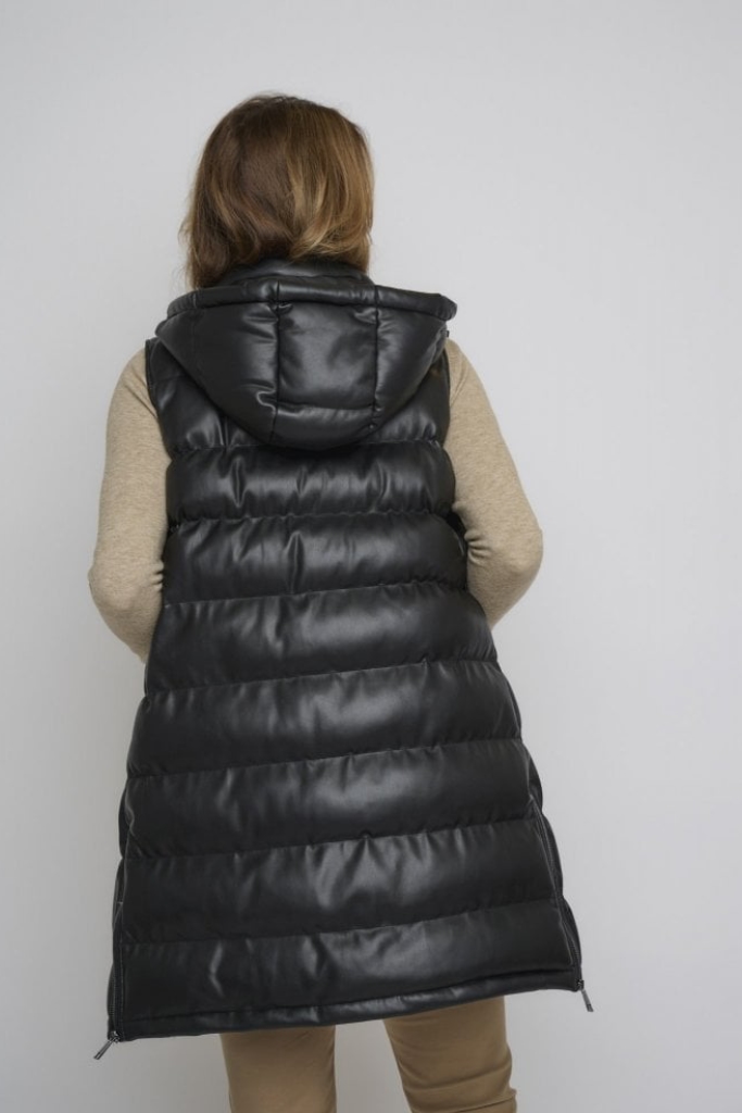 Rino Pelle - Vesta predĺžená z ECO kože Black - black Rino Pelle - Vesta predĺžená z ECO kože Black - black