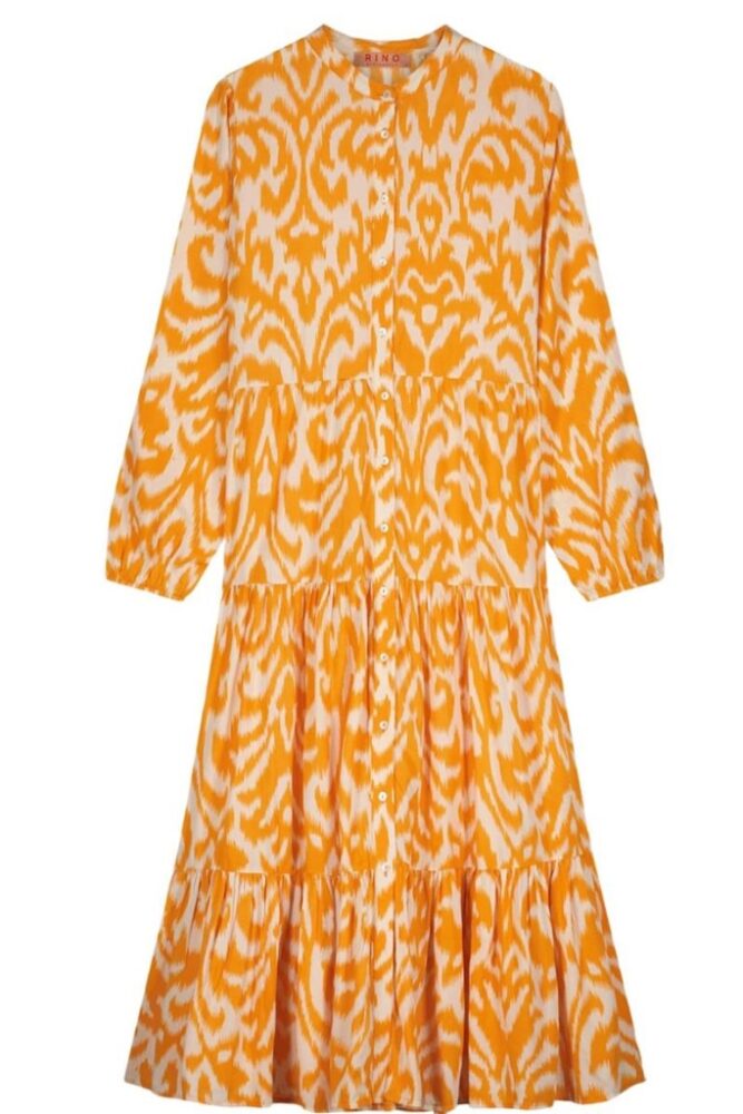 Rino Pelle - Šaty dlhé s volánmi - batik beauty marigold