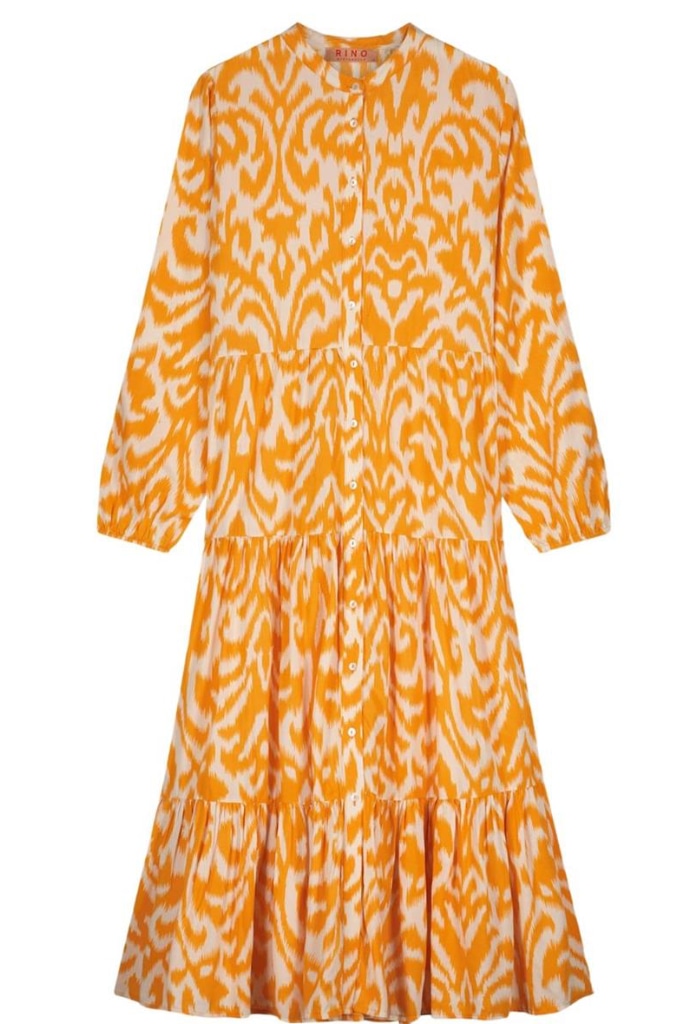 Rino Pelle - Šaty dlhé s volánmi - batik beauty marigold Rino Pelle - Šaty dlhé s volánmi - batik beauty marigold