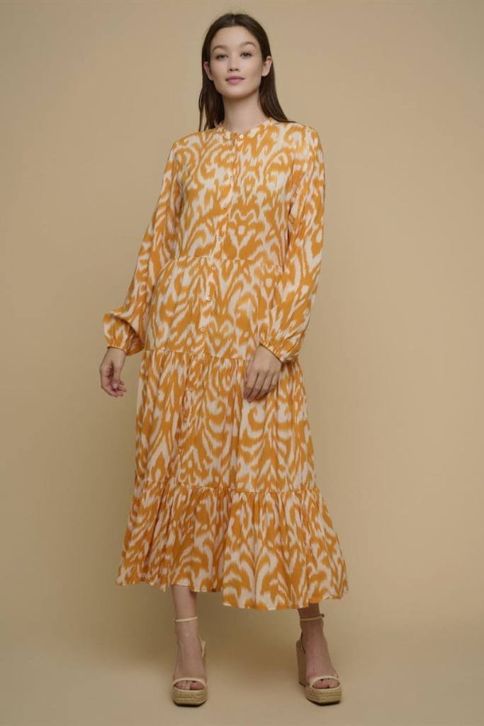 Rino Pelle - Šaty dlhé s volánmi - batik beauty marigold Rino Pelle - Šaty dlhé s volánmi - batik beauty marigold