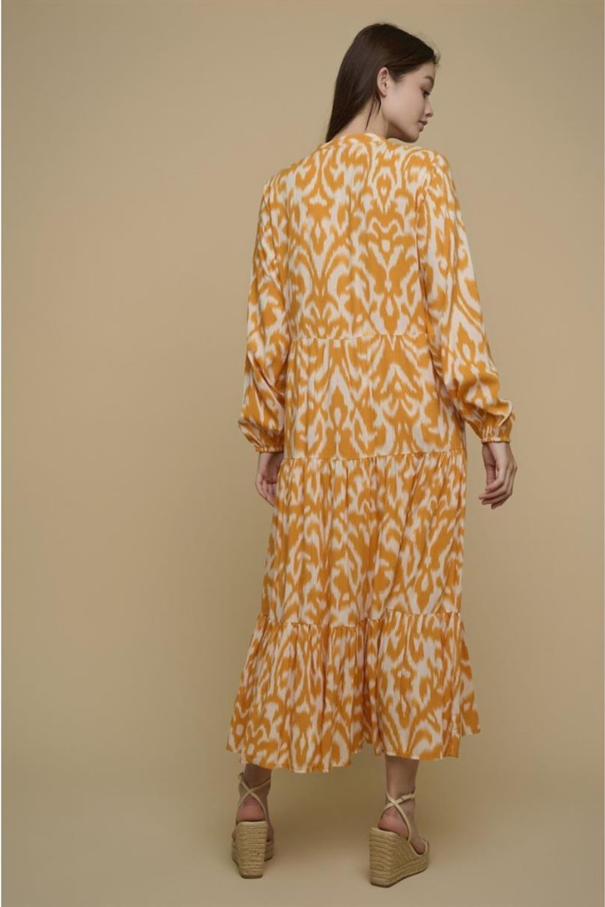 Rino Pelle - Šaty dlhé s volánmi - batik beauty marigold Rino Pelle - Šaty dlhé s volánmi - batik beauty marigold