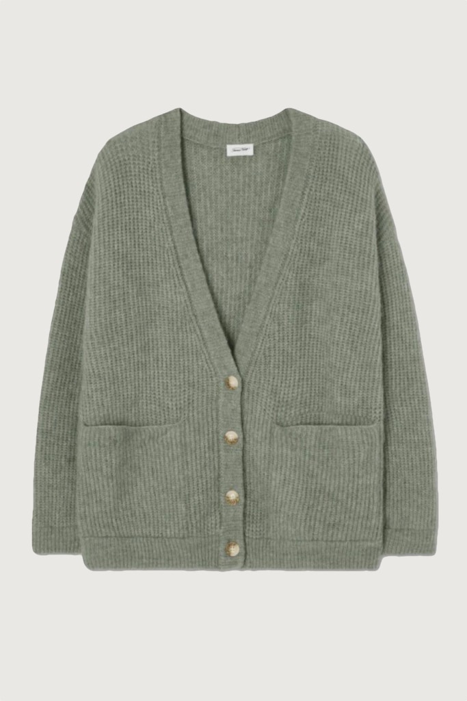 AMERICAN VINTAGE - Sveter dlhý s gombíčkami Vert de gris - vert de gris AMERICAN VINTAGE - Sveter dlhý s gombíčkami Vert de gris - vert de gris