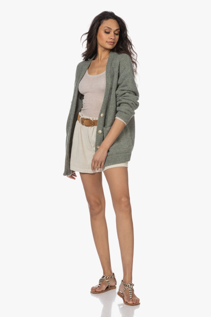 AMERICAN VINTAGE - Sveter dlhý s gombíčkami Vert de gris - vert de gris AMERICAN VINTAGE - Sveter dlhý s gombíčkami Vert de gris - vert de gris