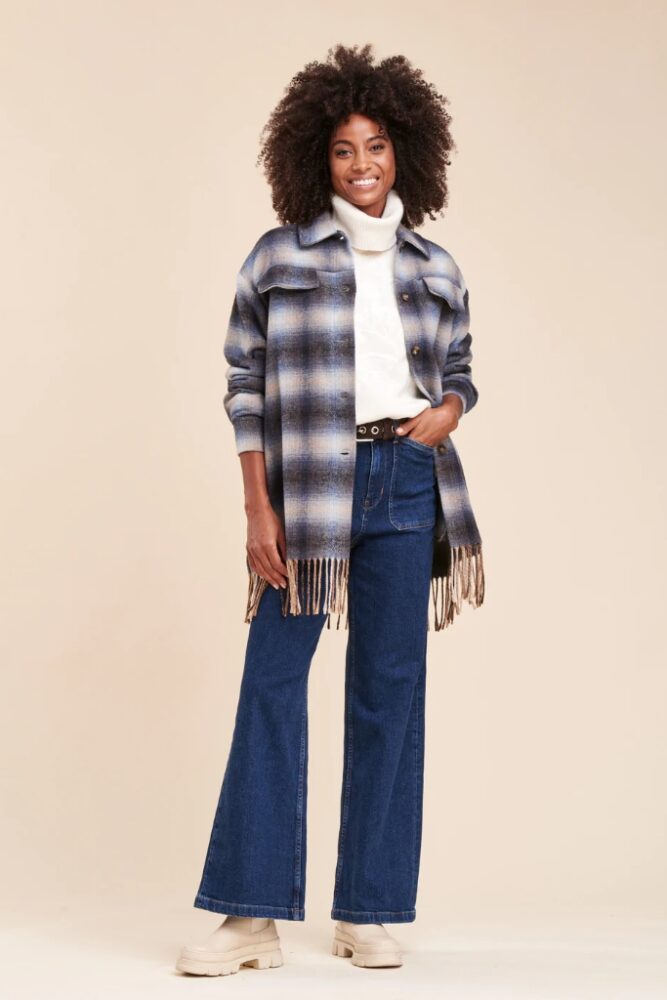 La Fée Maraboutée - Kabát košeľový so strapcami krátky Bleu - belu