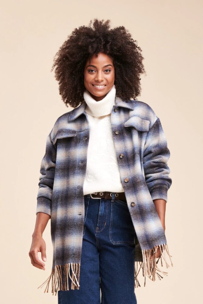 La Fée Maraboutée - Kabát košeľový so strapcami krátky Bleu - belu