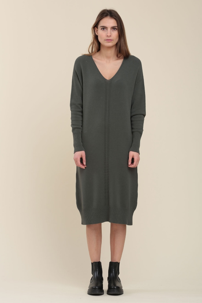 La Fée Maraboutée - Šaty úpletové s V-výstrihom Platane - platane La Fée Maraboutée - Šaty úpletové s V-výstrihom Platane - platane