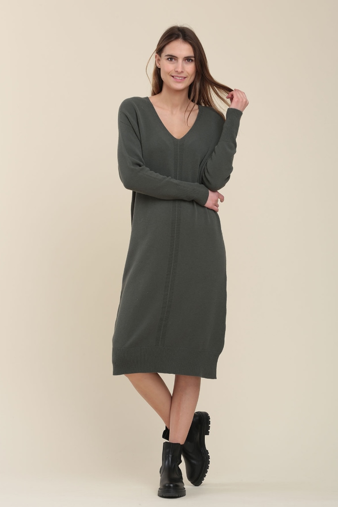 La Fée Maraboutée - Šaty úpletové s V-výstrihom Platane - platane La Fée Maraboutée - Šaty úpletové s V-výstrihom Platane - platane