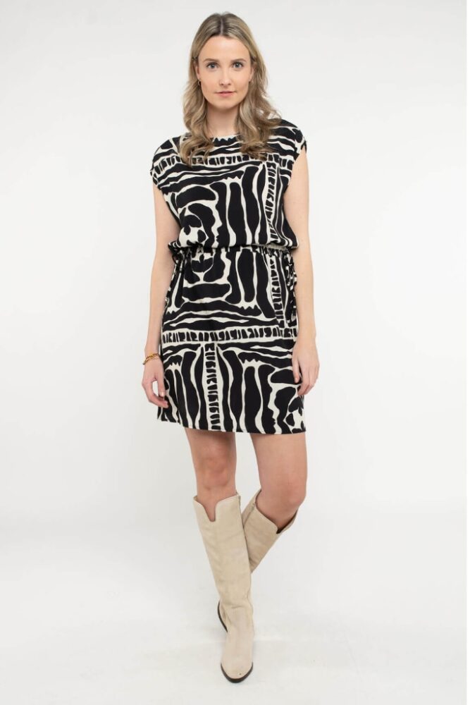 La Fée Maraboutée - Šaty s opaskom Ecru noir - ecru noir