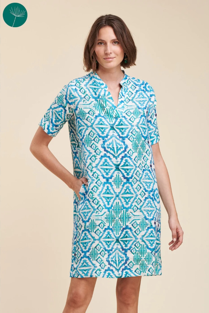 La Fée Maraboutée - Šaty voľné s rukávkami Bleu - bleu La Fée Maraboutée - Šaty voľné s rukávkami Bleu - bleu