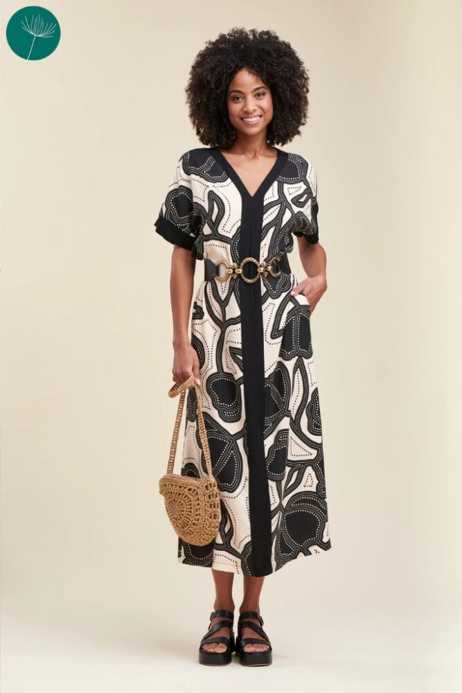 La Fée Maraboutée - Šaty dlhé s V-výstrihom Skin/Noir - skin/noir