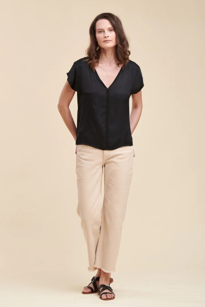 La Fée Maraboutée - Top voľný s V-výstrihom Noir - noir