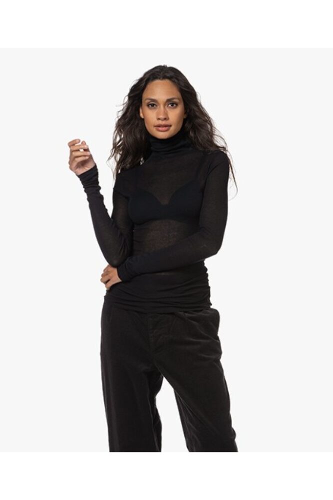 AMERICAN VINTAGE - Rolák tenký dlhý Massa Black - noir