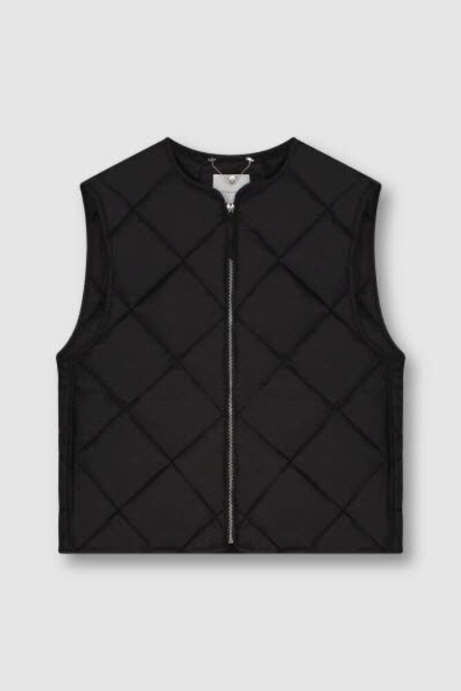 Rino Pelle - Vesta krátka prešívaná so zipsom Black - black