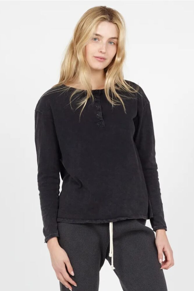 AMERICAN VINTAGE - Tričko s gombíčkami a dlhým rukávom Sonoma VINTAGE BLACK - VINTAGE BLACK