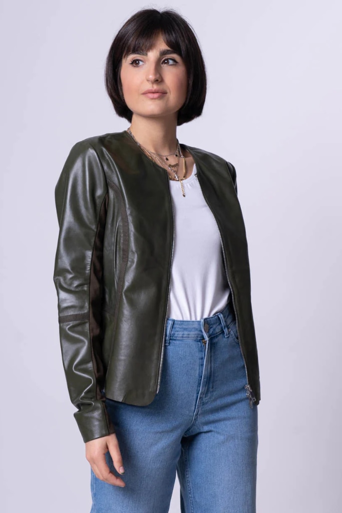 Rino Pelle - Bunda kožená z jahňaciny Olive - olive Rino Pelle - Bunda kožená z jahňaciny Olive - olive