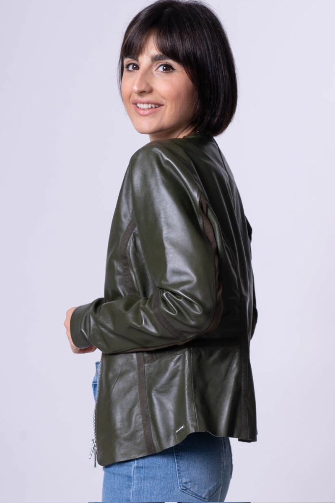 Rino Pelle - Bunda kožená z jahňaciny Olive - olive Rino Pelle - Bunda kožená z jahňaciny Olive - olive