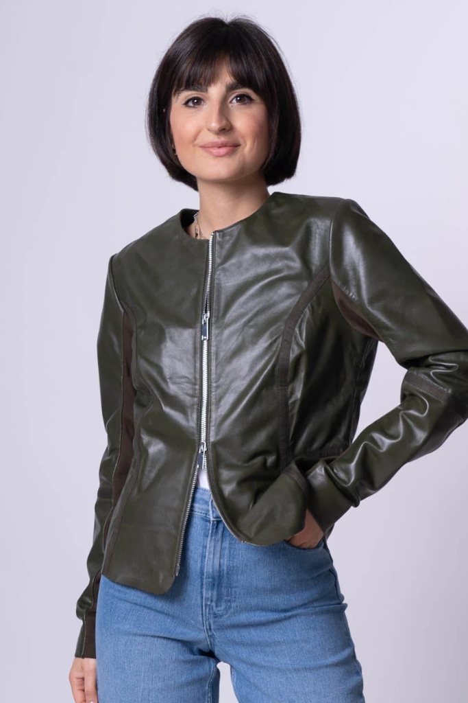 Rino Pelle - Bunda kožená z jahňaciny Olive - olive Rino Pelle - Bunda kožená z jahňaciny Olive - olive