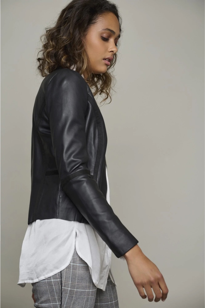 Rino Pelle - Bunda kožená z jahňaciny Black - black Rino Pelle - Bunda kožená z jahňaciny Black - black