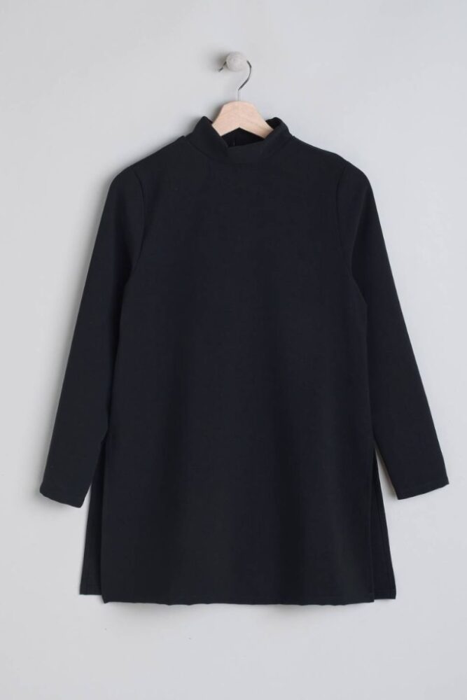 indi cold - Tunika s rolákom a s Viskózou Negro - negro