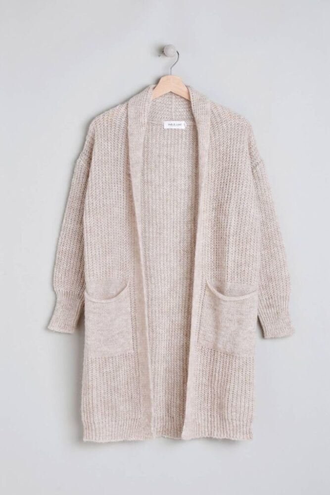 indi cold - Pletený kardigán s vreckami bez zapinania Crudo - crudo