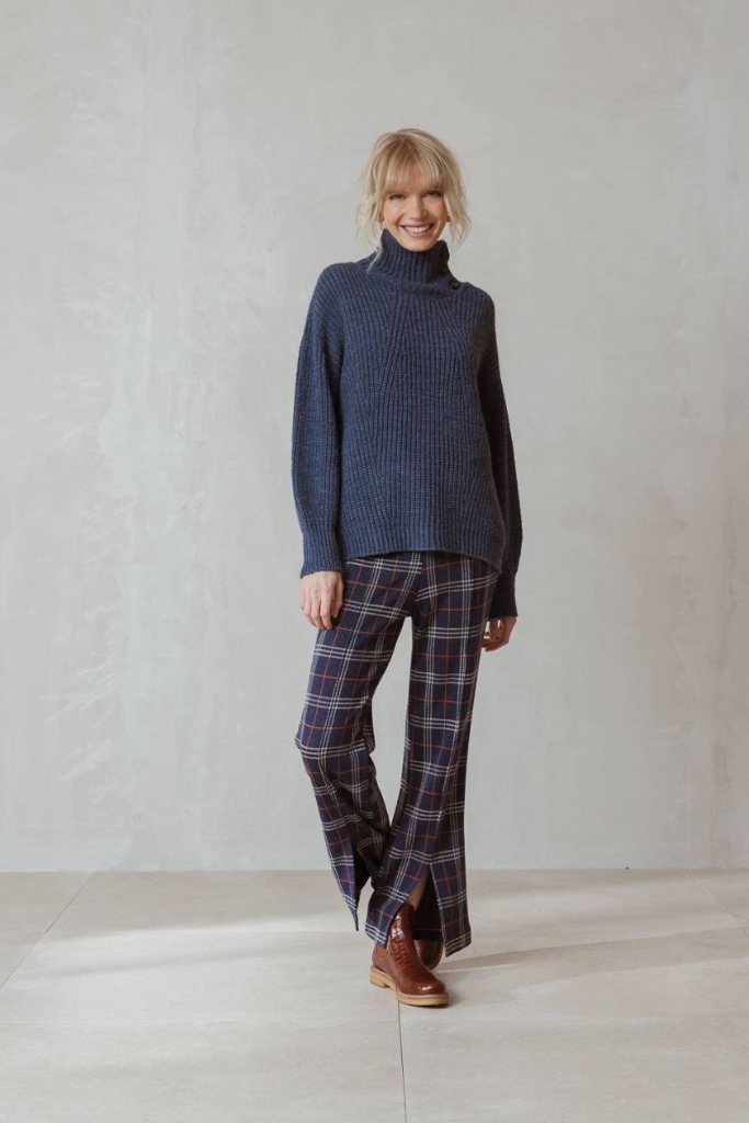 indi cold - Nohavice kárované s rozparkom Marino - marino indi cold - Nohavice kárované s rozparkom Marino - marino