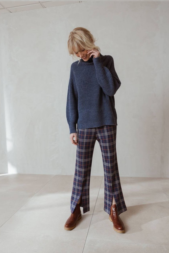 indi cold - Nohavice kárované s rozparkom Marino - marino indi cold - Nohavice kárované s rozparkom Marino - marino