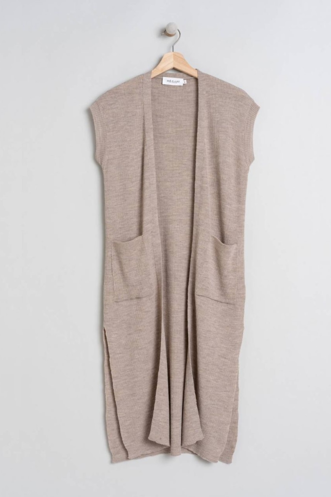 indi cold - Vesta vlnená pletená rebrovaná Beige - beige indi cold - Vesta vlnená pletená rebrovaná Beige - beige