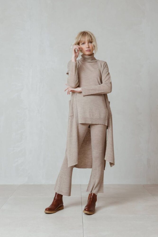 indi cold - Vesta vlnená pletená rebrovaná Beige - beige