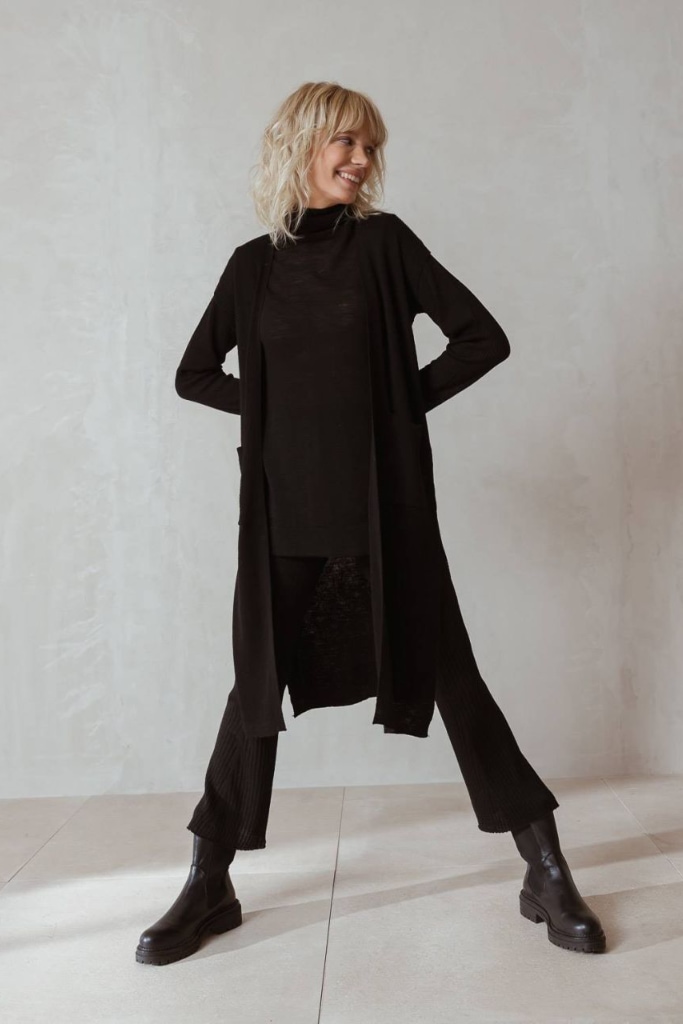 indi cold - Vesta vlnená pletená rebrovaná Negro - negro indi cold - Vesta vlnená pletená rebrovaná Negro - negro