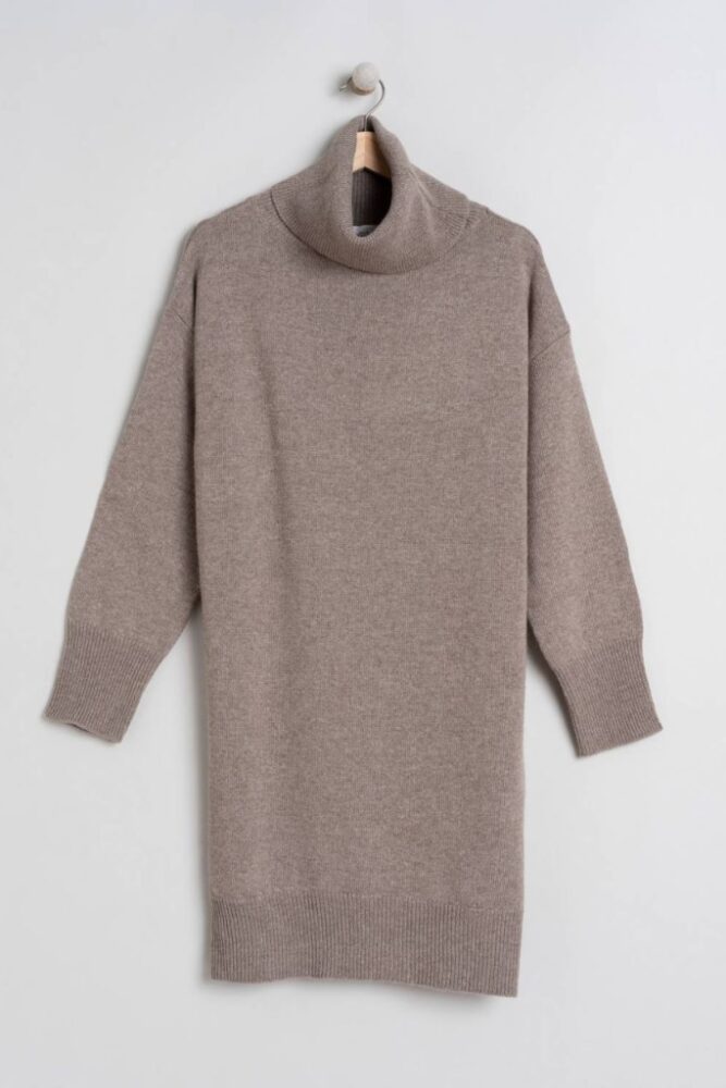 indi cold - Šaty pletené s rolákom vlna a kašmír Vision - vison