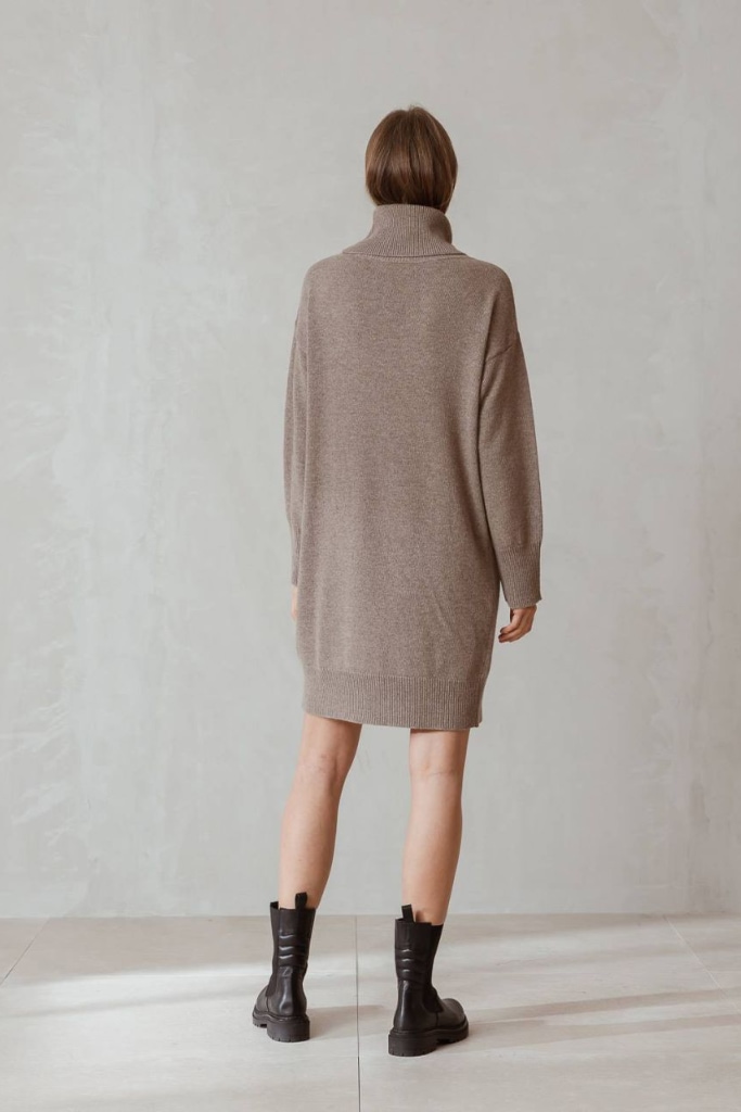 indi cold - Šaty pletené s rolákom vlna a kašmír Vision - vison indi cold - Šaty pletené s rolákom vlna a kašmír Vision - vison