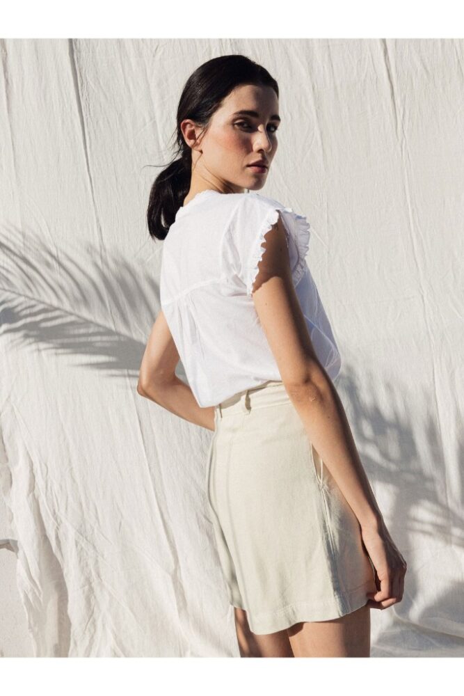 indi cold - Blúzka s čipkou Blanco - blanco