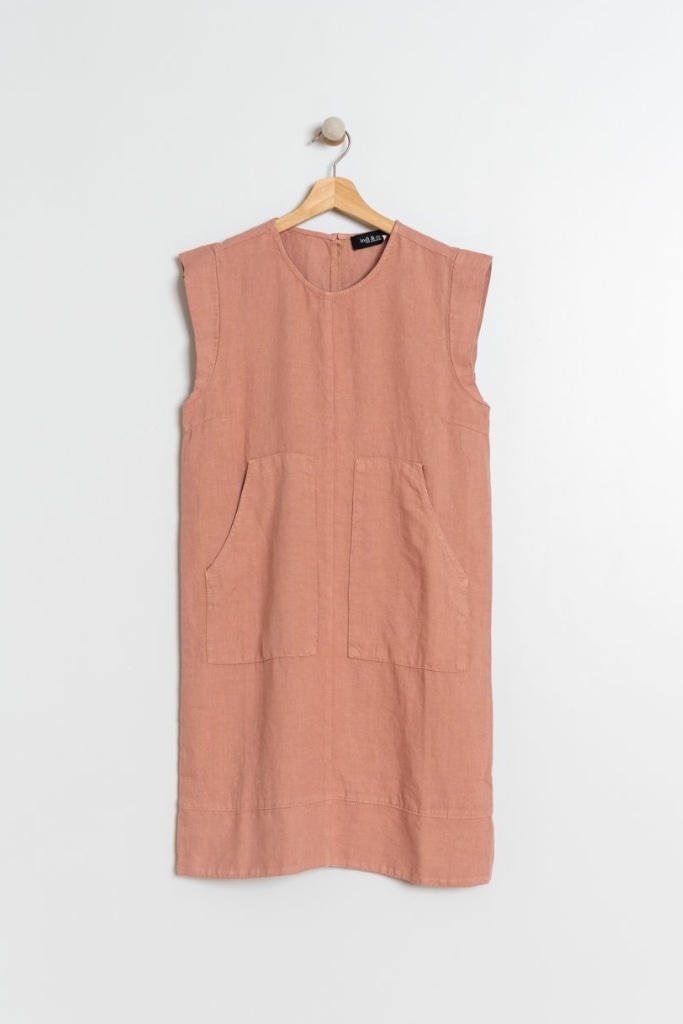 indi cold - Šaty voľné ľanové Rosa - rosa indi cold - Šaty voľné ľanové Rosa - rosa