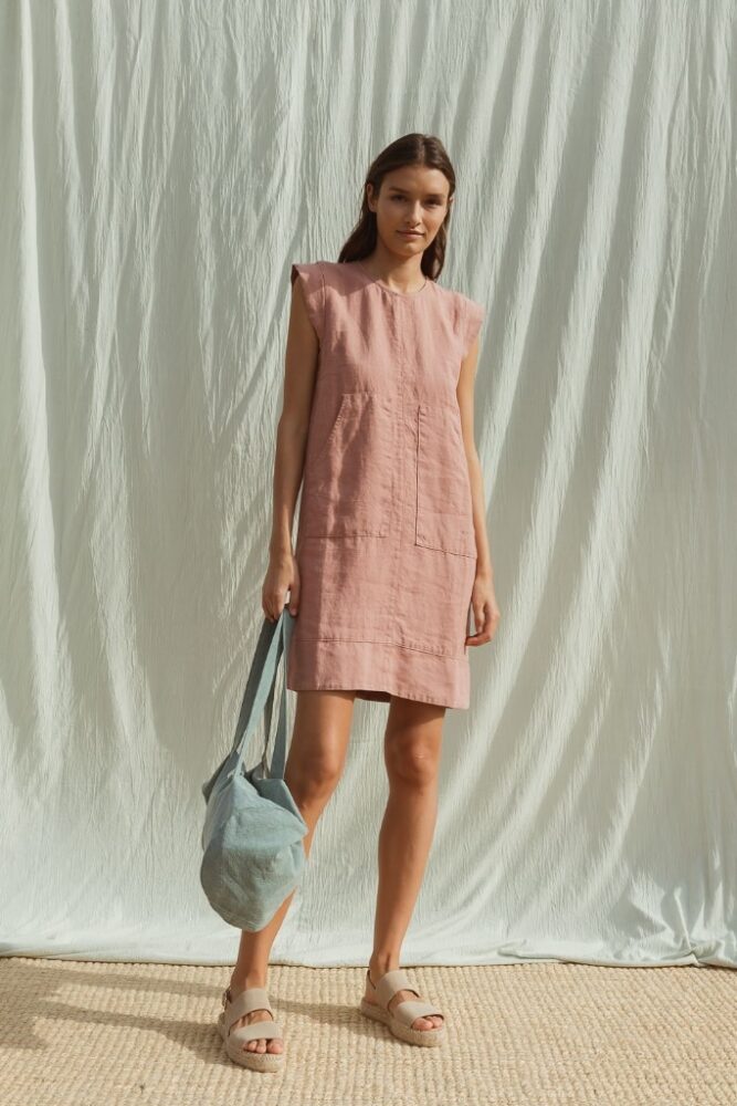 indi cold - Šaty voľné ľanové Rosa - rosa