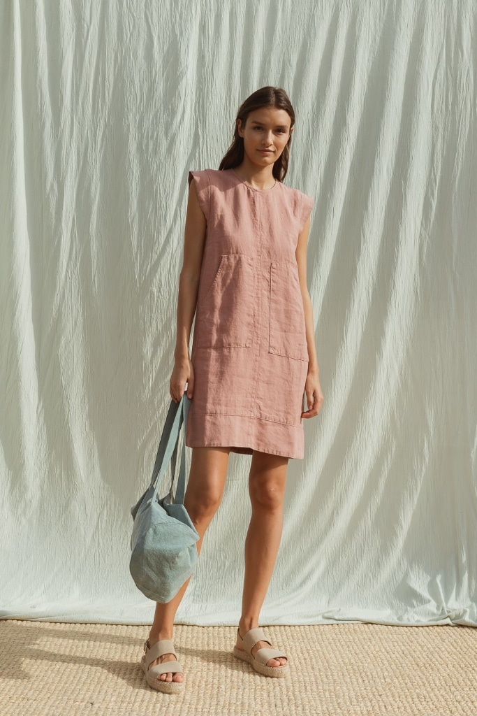 indi cold - Šaty voľné ľanové Rosa - rosa indi cold - Šaty voľné ľanové Rosa - rosa