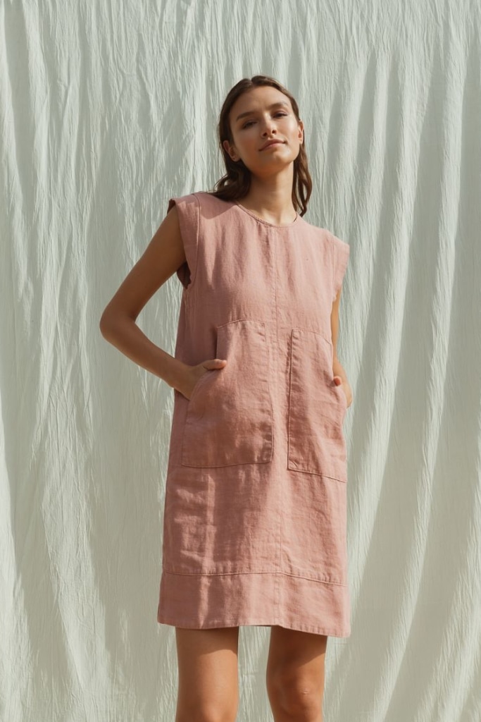 indi cold - Šaty voľné ľanové Rosa - rosa indi cold - Šaty voľné ľanové Rosa - rosa