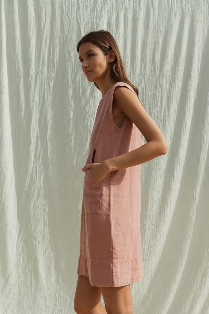 indi cold - Šaty voľné ľanové Rosa - rosa indi cold - Šaty voľné ľanové Rosa - rosa